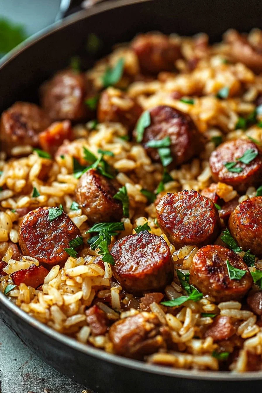 Cajun Korv och Ris Stekpanna