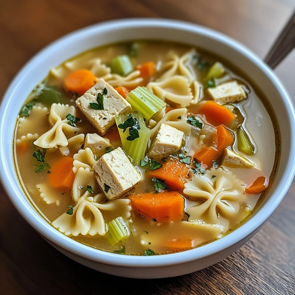 Vegansk kycklingnudelsoppa recept – glutenfri och smakrik