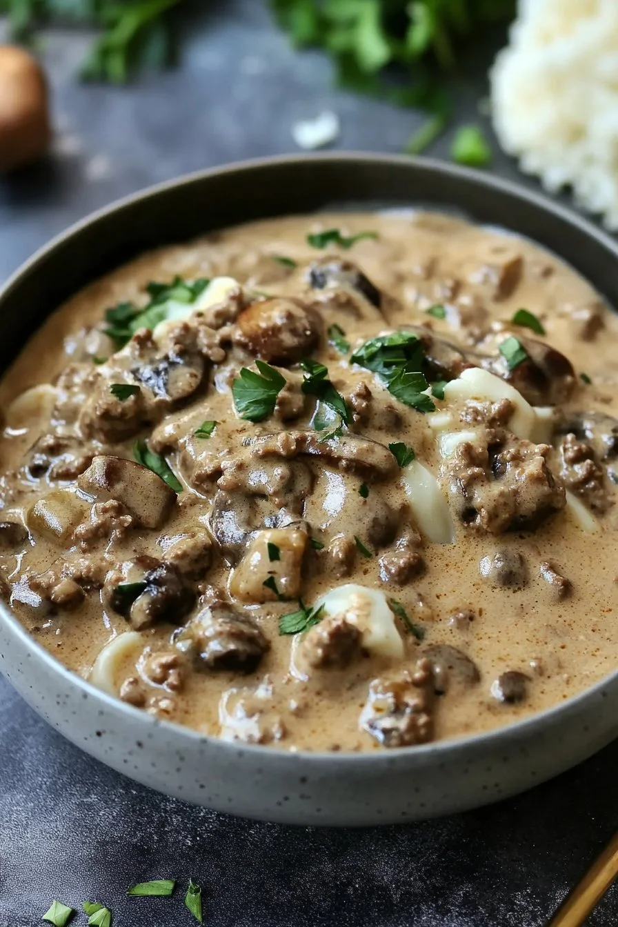 30-minuters nötfärs Stroganoff