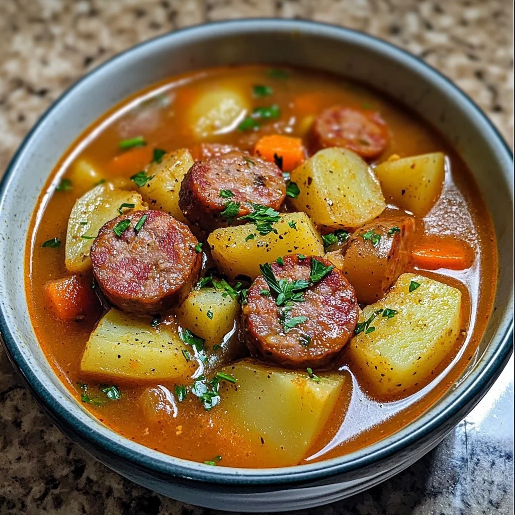 En skål med Cajun potatissoppa rik på kryddor och potatis.
