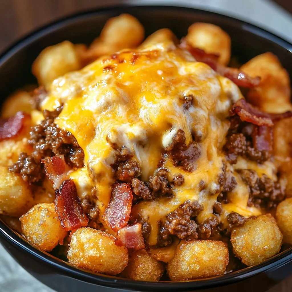 Cheeseburger Tater Tot-gratäng med ost och nötfärs
