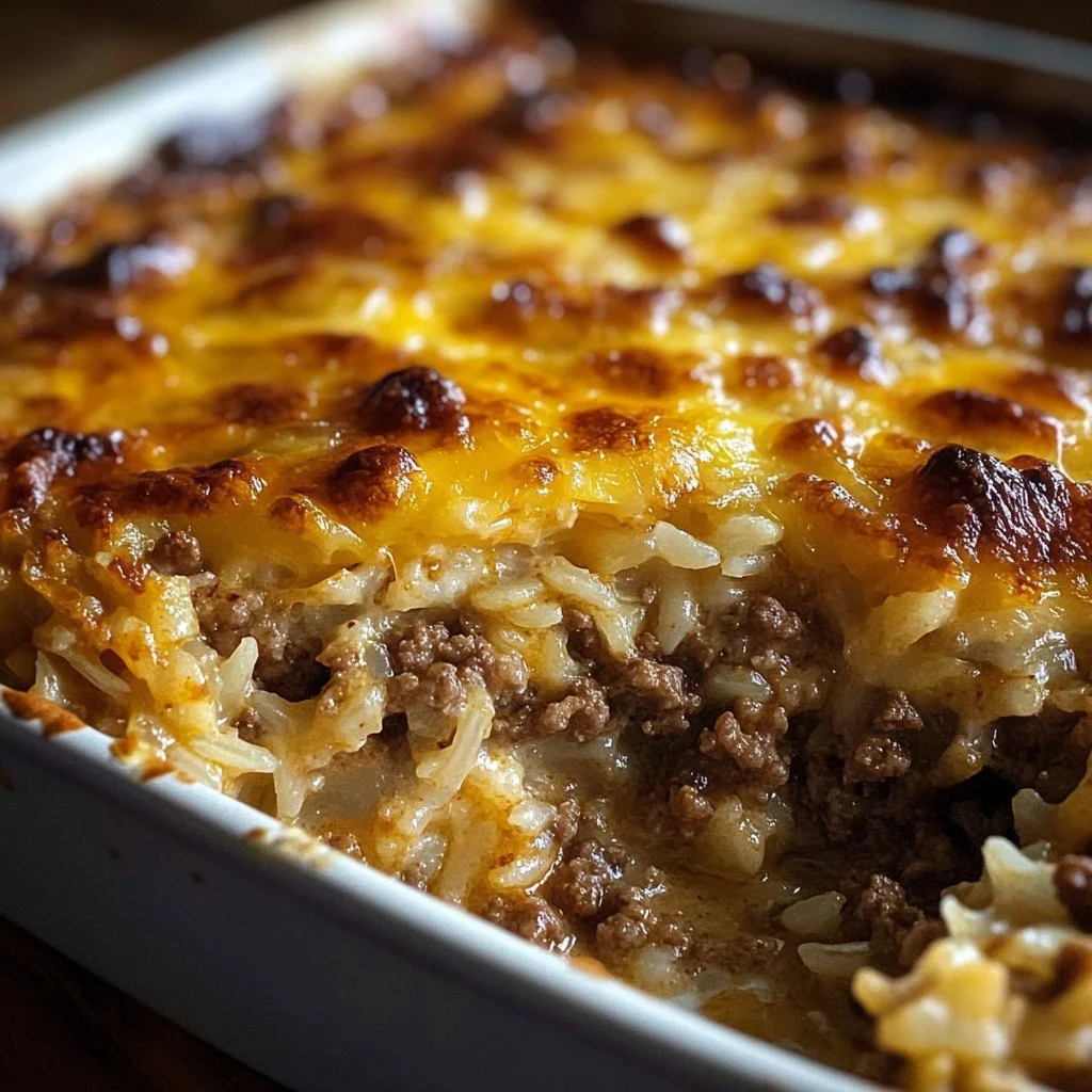 Fransk löksås med köttfärs och ris i en vacker skål