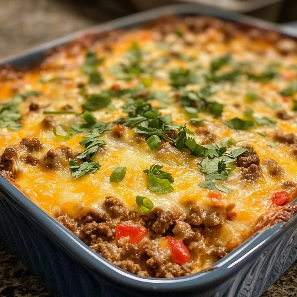 Keto Köttfärsgratäng med köttfärs och ost ugnsbakade till perfektion.