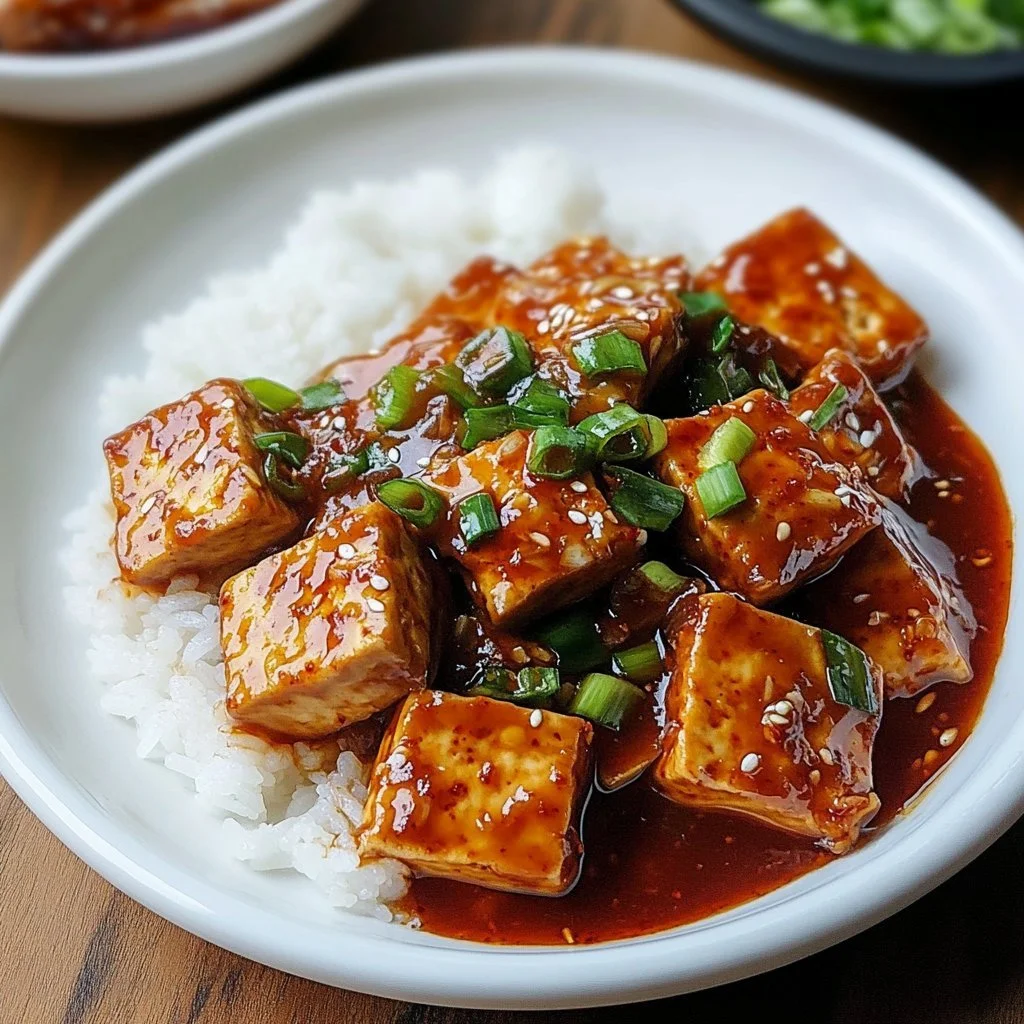Koreansk bräserad tofu med grönsaker och kryddor
