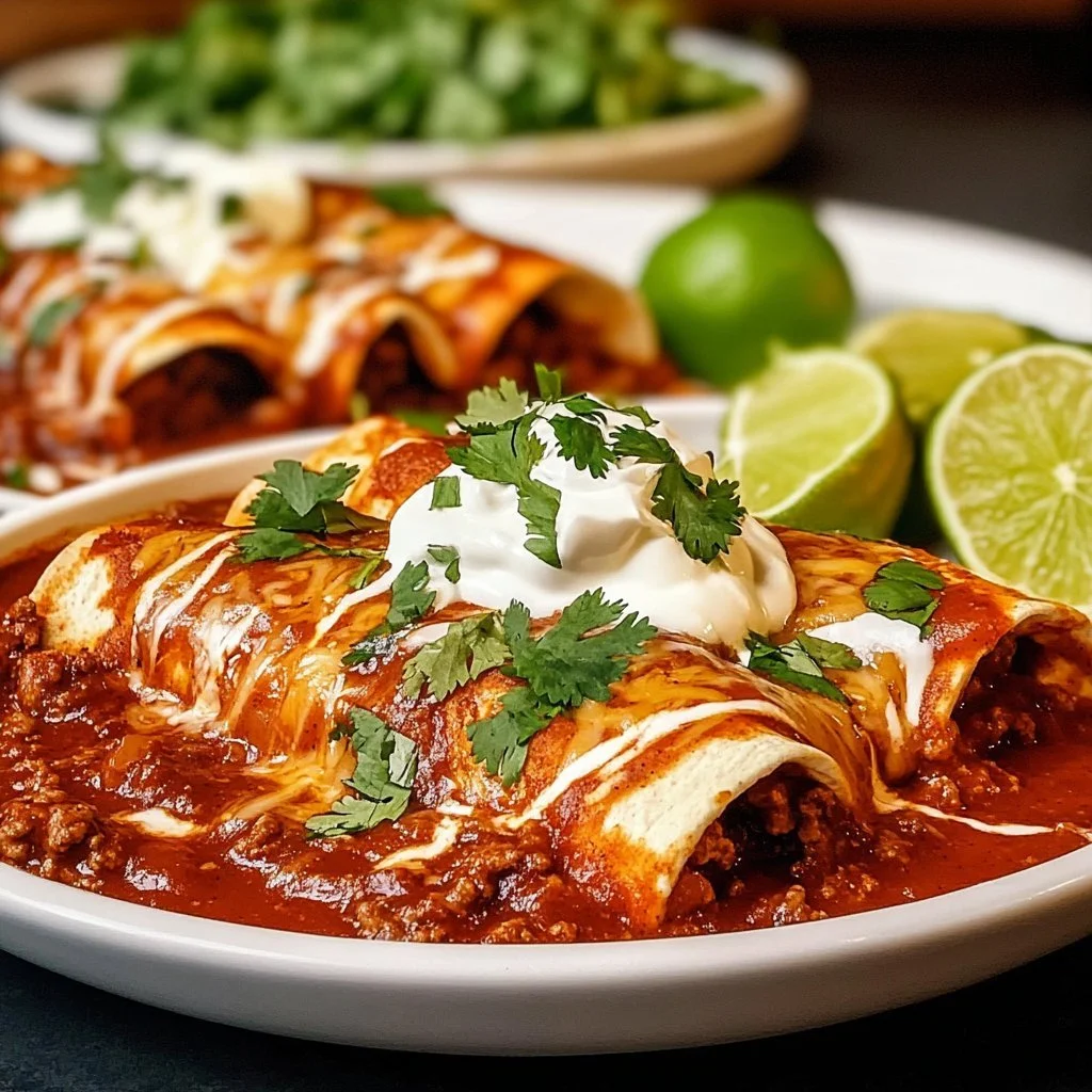 Köttfärs Enchiladas med smält ost och färska ingredienser