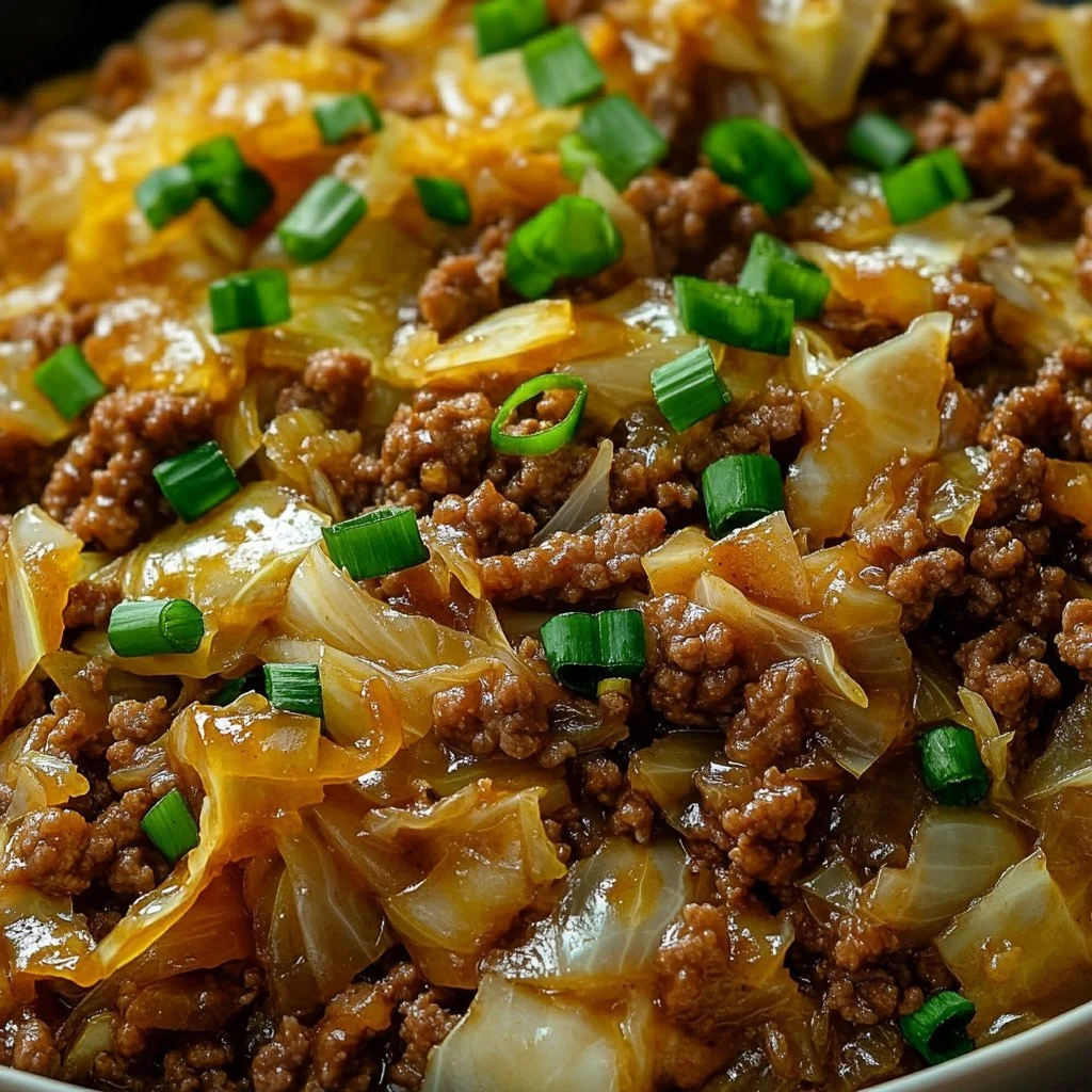 Köttfärs och Kål Wok i en stekpanna med färska grönsaker