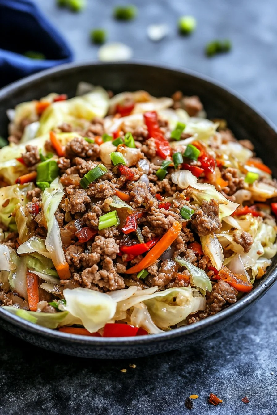 Köttfärs och Kål Wok