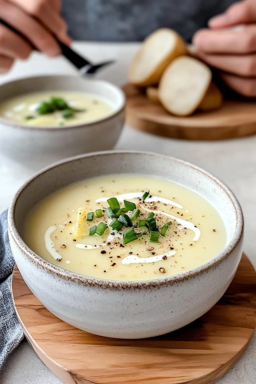 Krämig potatis- och purjolökssoppa med skyr
