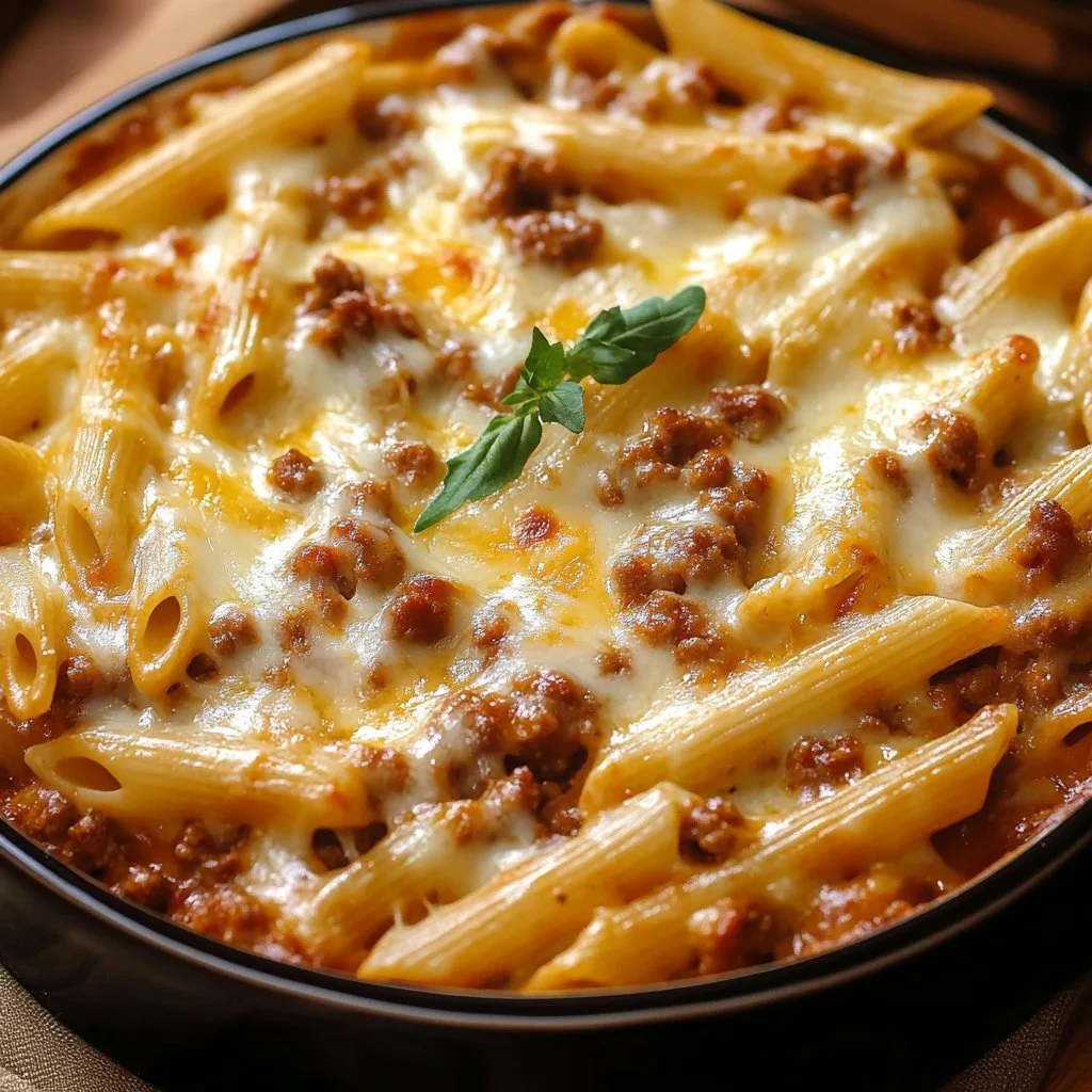 Krämig Rotel Pasta med köttfärs i en skål