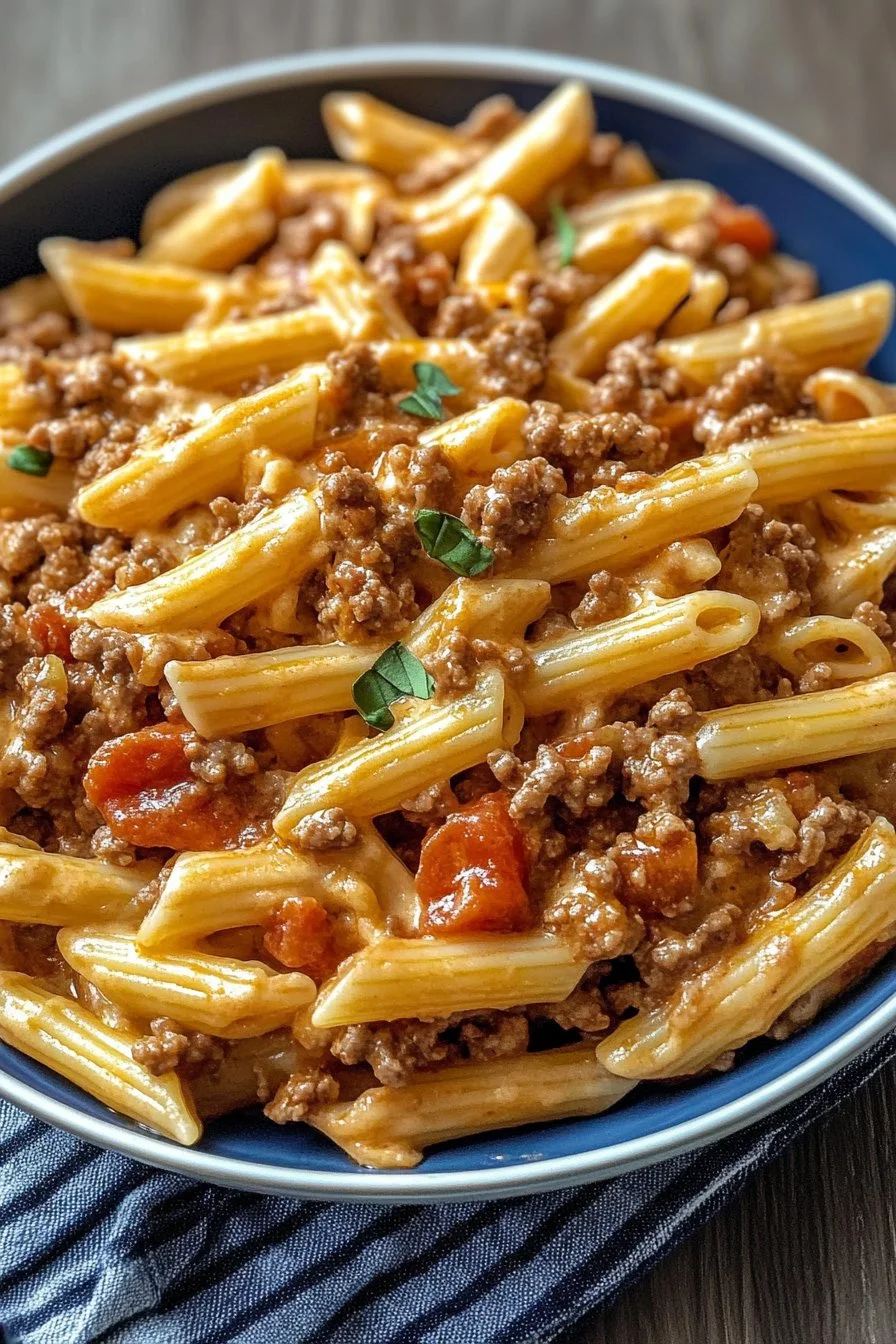Krämig Rotel Pasta med Köttfärs