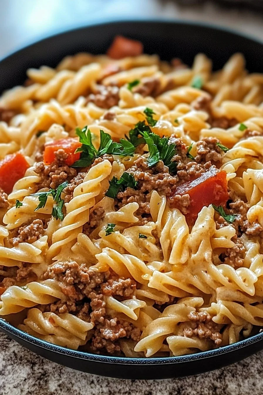 Krämig Rotel Pasta med Köttfärs för Mysiga Vardagsmiddagar