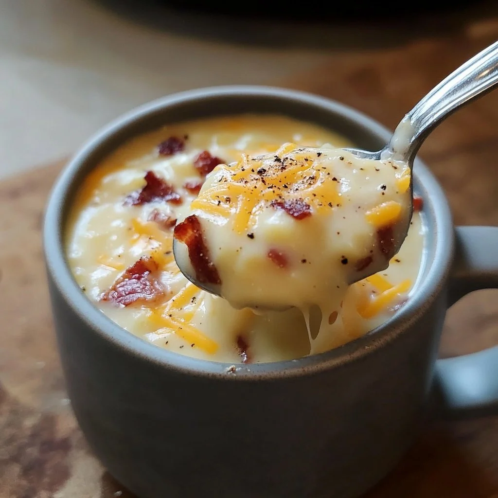 Laddad potatis soppa med grönsaker och örter i en skål