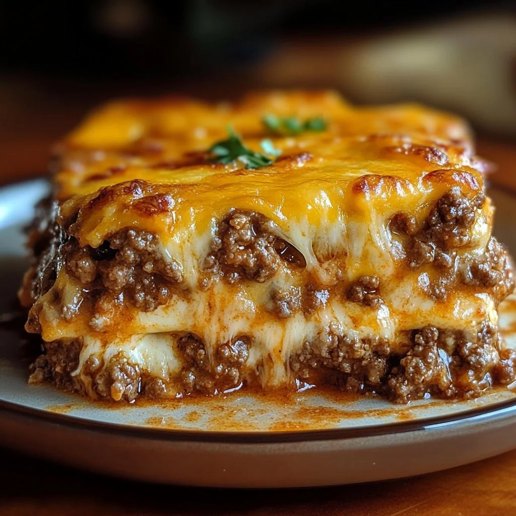 Lågkolhydrat Bacon Cheeseburger Gratin med ost och bacon