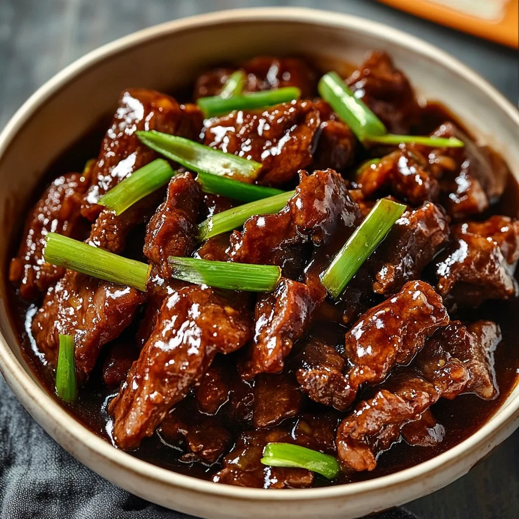 Ljuvligt mongoliskt nötkött med färska ingredienser och kryddor.