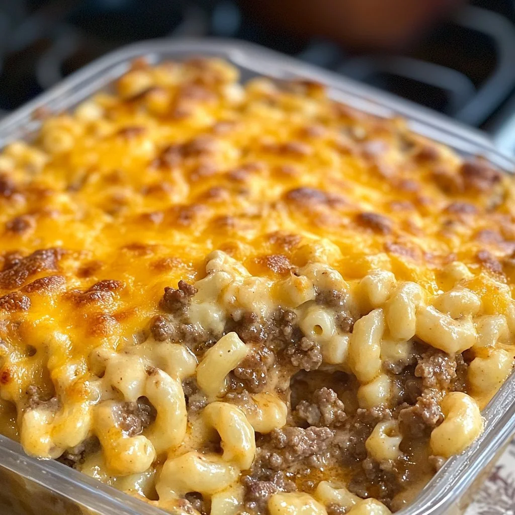 En smakfull Ostburgare Casserole som grillas till perfektion.
