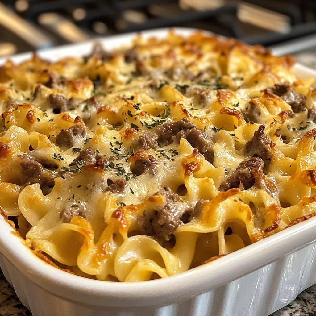 Sura Grädde Kött Nudelgratäng med pasta och köttfärs