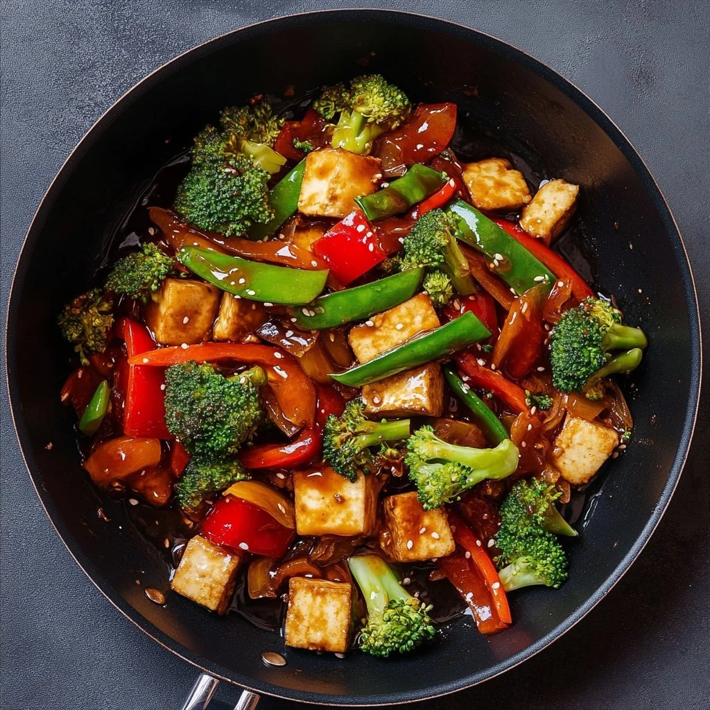 Tofugrönsakswok med färska grönsaker och tofu