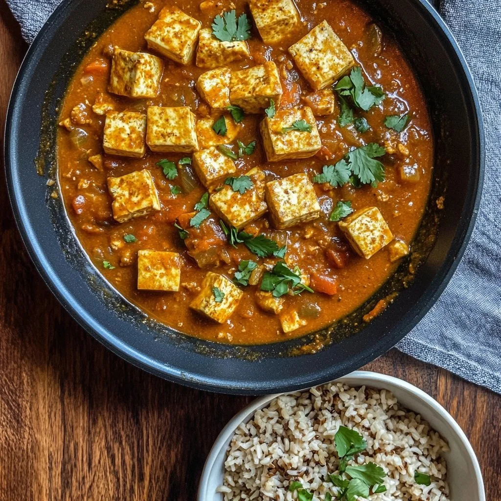 Vitlök ingefära tofu gryta med näringsrika ingredienser.