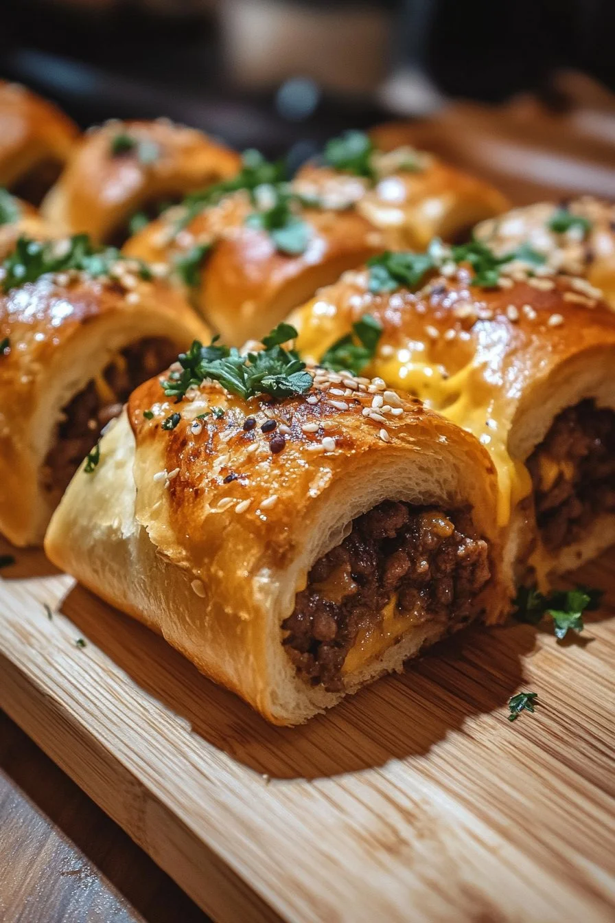 Vitlökssmör Nötkött Cheeseburger Rullor