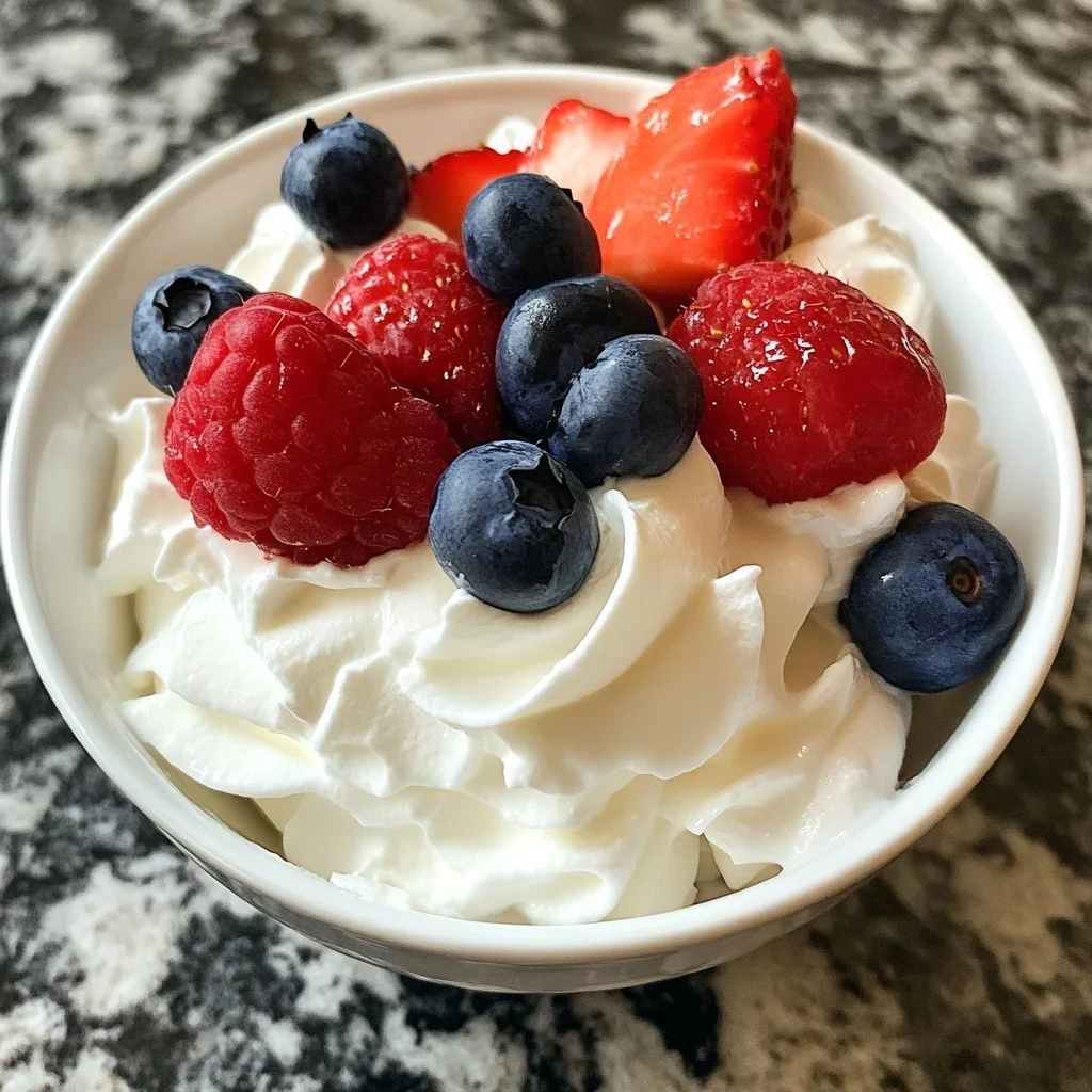 Fräsch Grekisk Yoghurt Gelé Fluff i skål, perfekt för hälsosamma desserter.