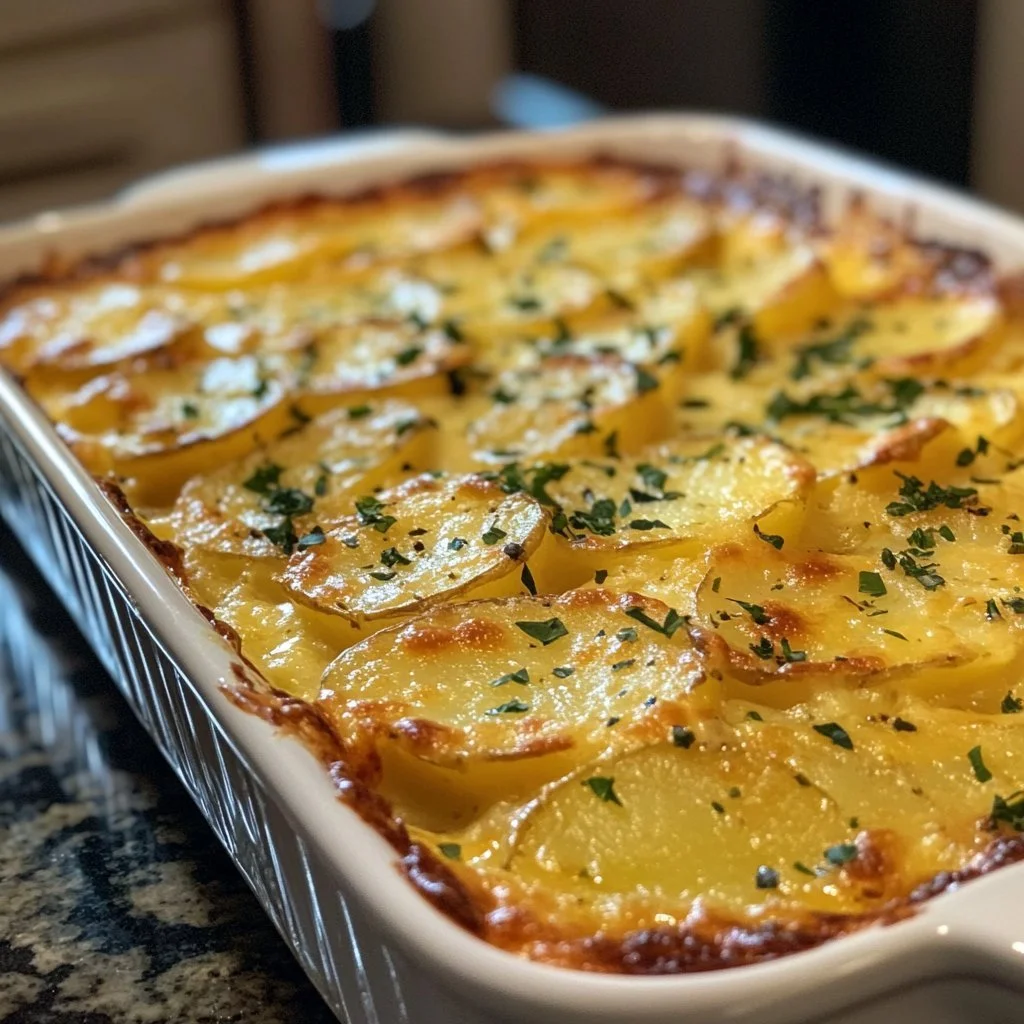 Läckra gratinerade potatisar med smält ost