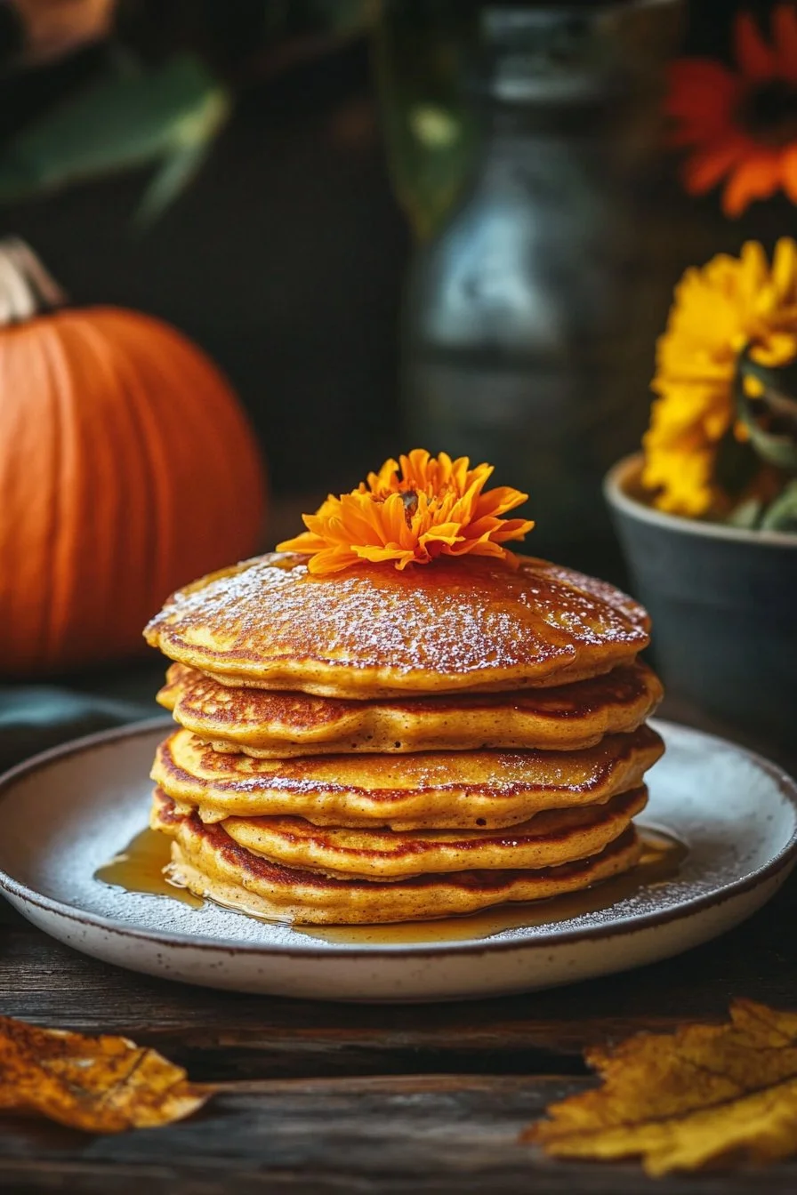 Klassiska pumpa grekiska yoghurts pannkakor