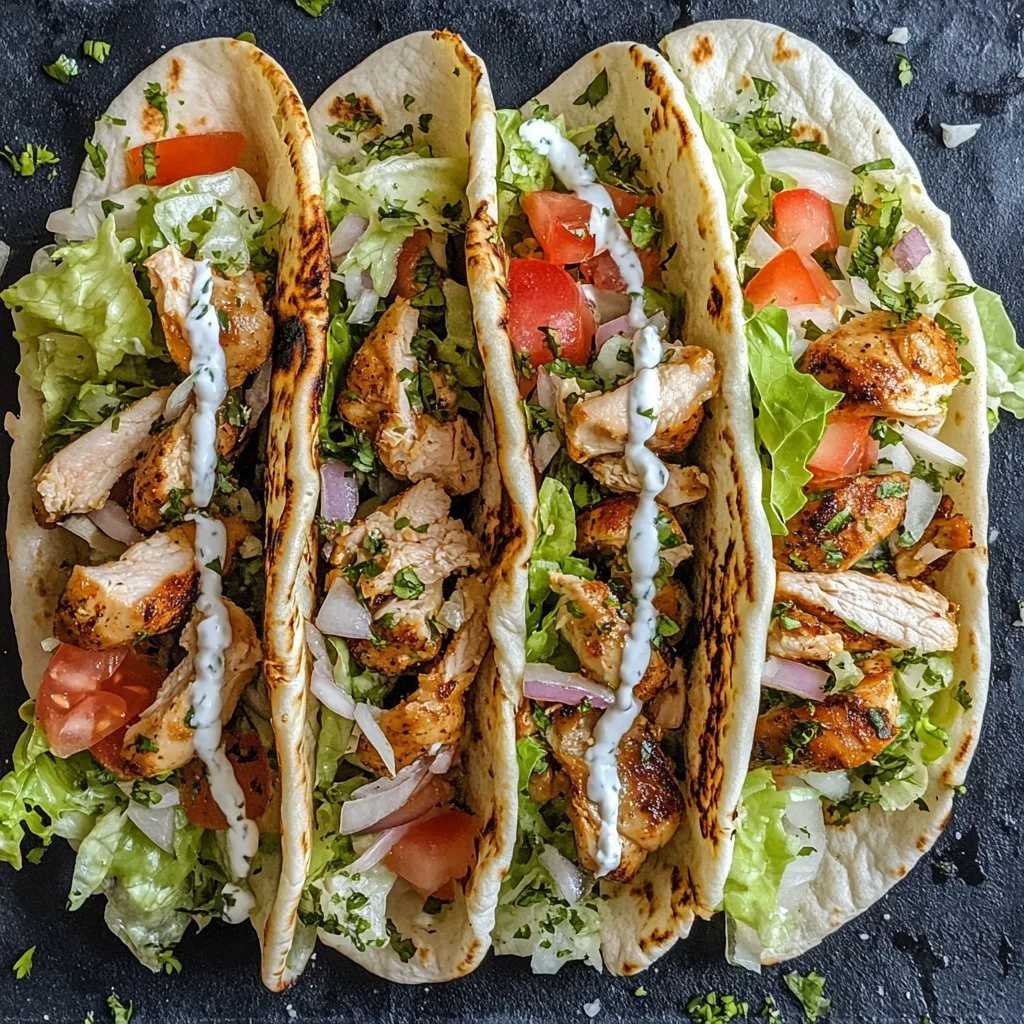 Kyckling Gyros med färska grönsaker och sås