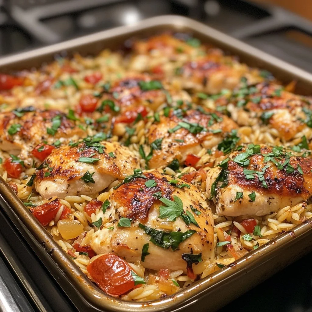 Orzo Toskansk Kycklinggratäng med färska grönsaker och krämig sås