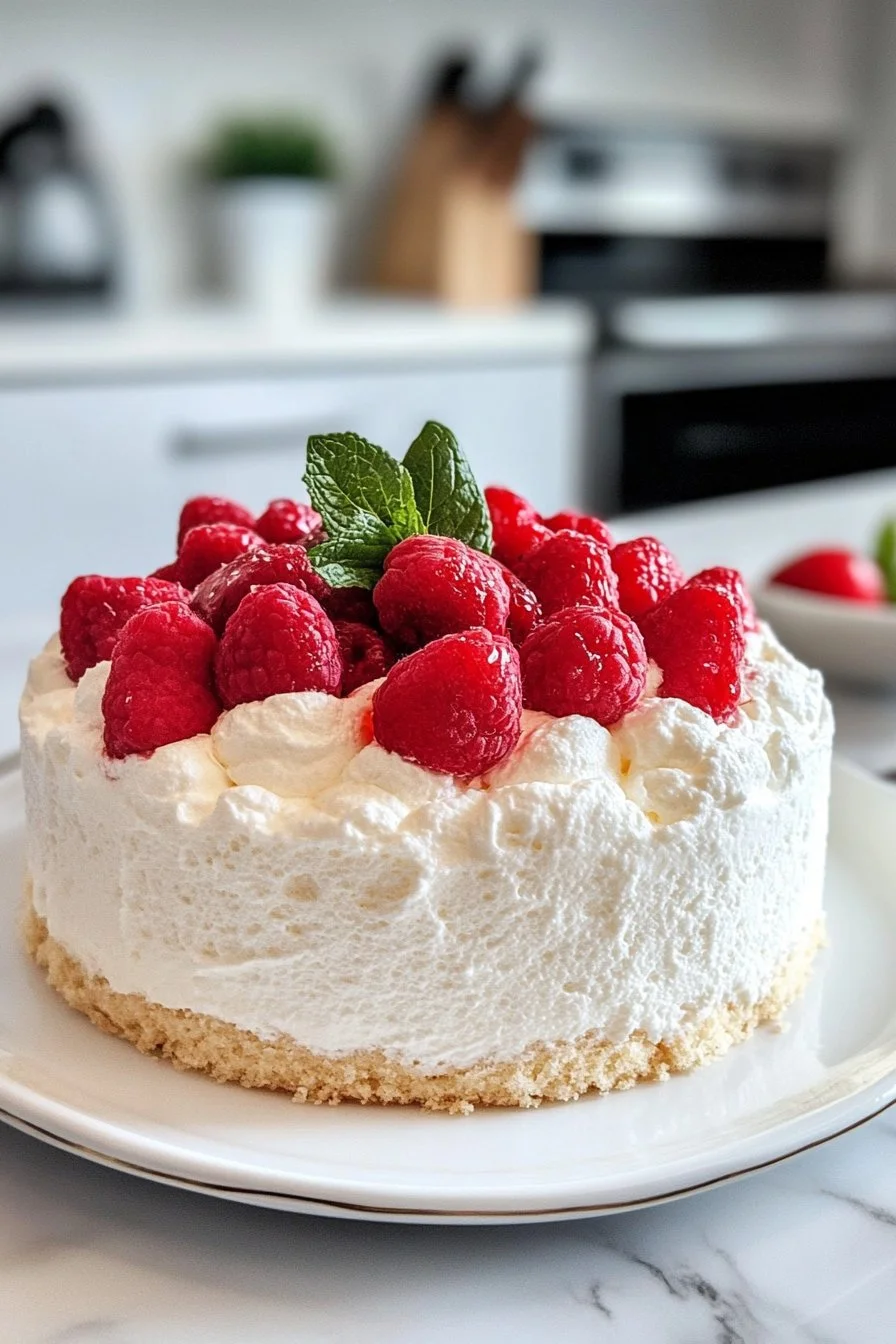 Yogurt Cloud Cake För En Lätt Dessert