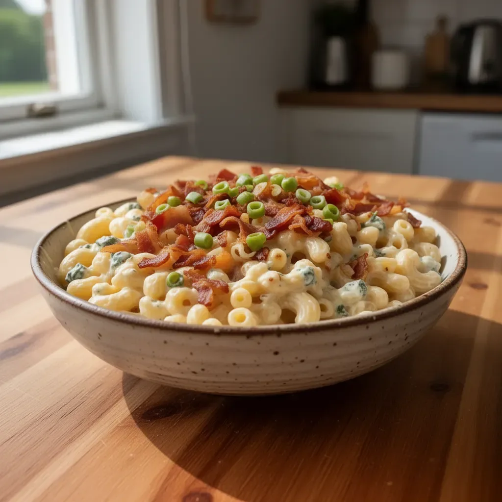 Klassisk Bacon Ranch Macaroni med ostgratinering