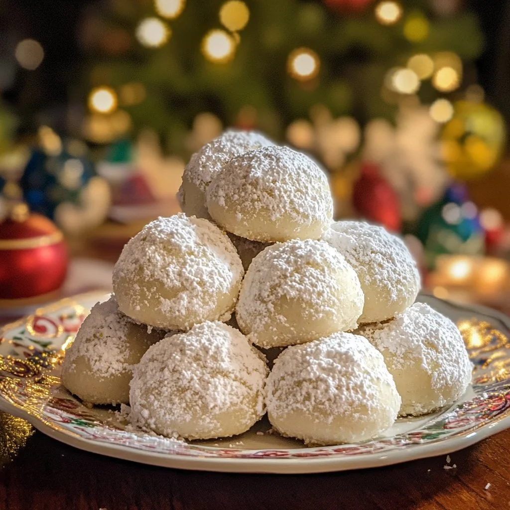 Citronkräm snöbollskakor på ett fat med dekorationer
