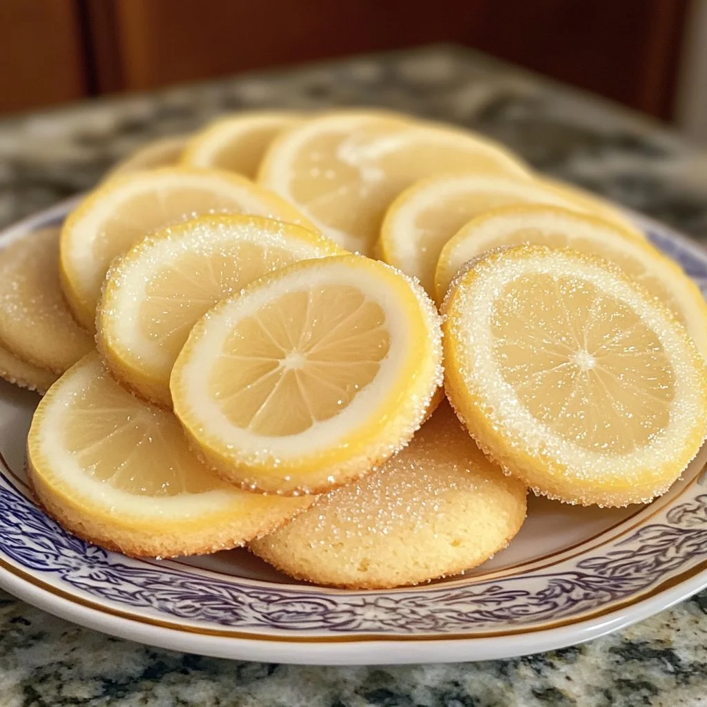 Delikata citronzockerkakor på ett vackert fat