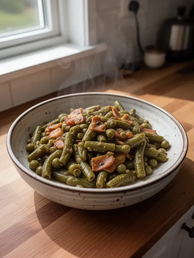 Knäckte gröna bönor