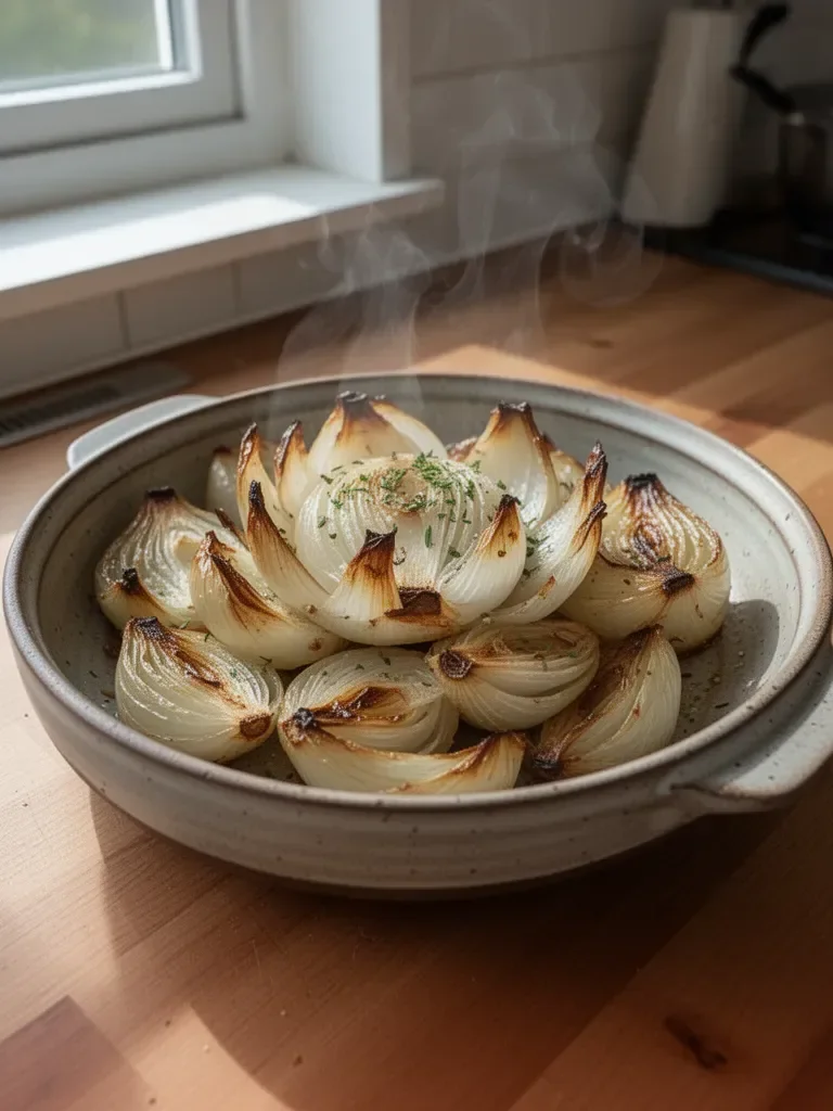 Krispig luftfriterad blommande lök