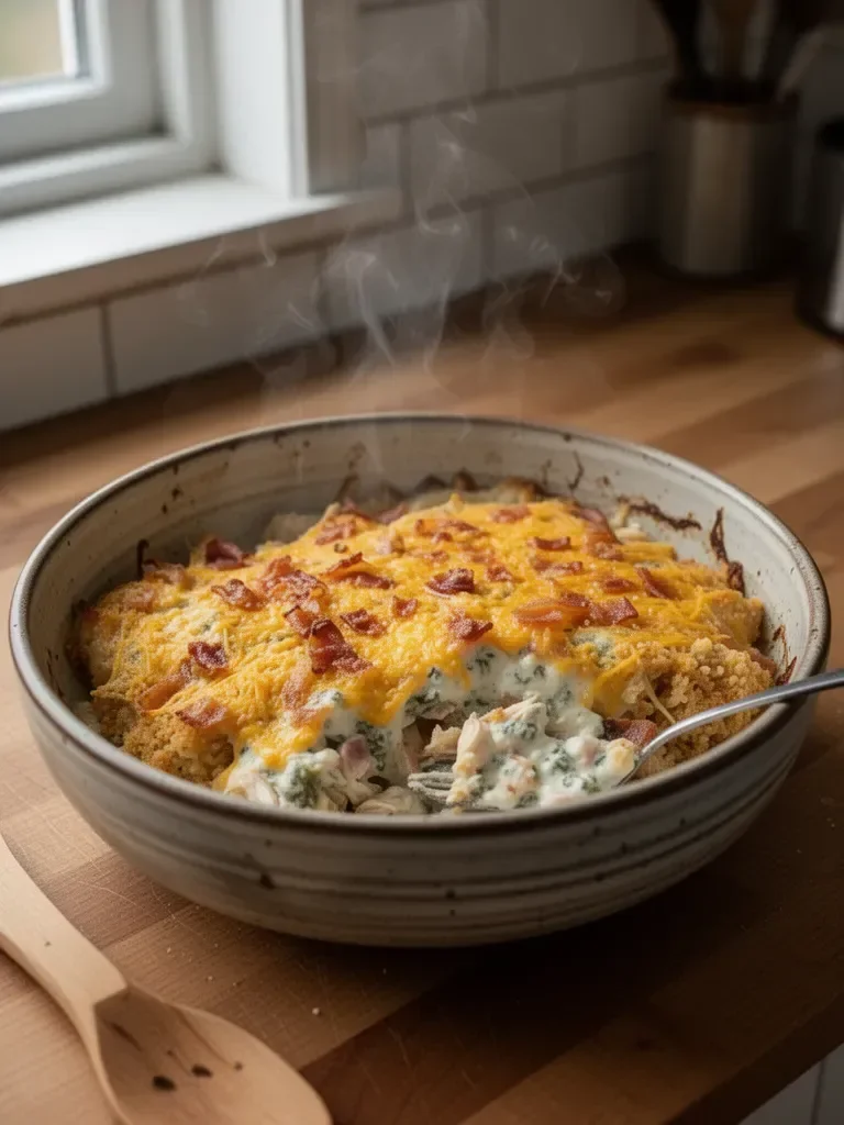 Kyckling, bacon och ranch-gratäng