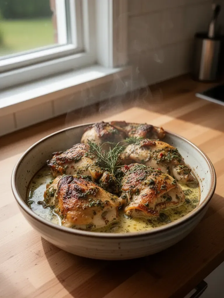 Långsamkokare med vitlökssmörkyckling