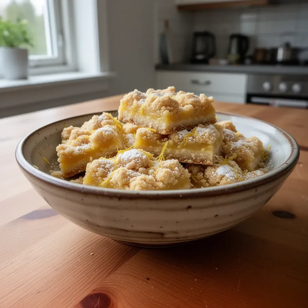 Lätta citronkrossbars med fräsch smak av citron i en härlig dessert.