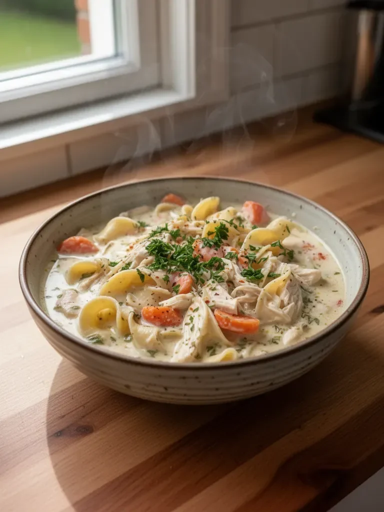 Slow Cooker Krämig Kycklingnudelsoppa