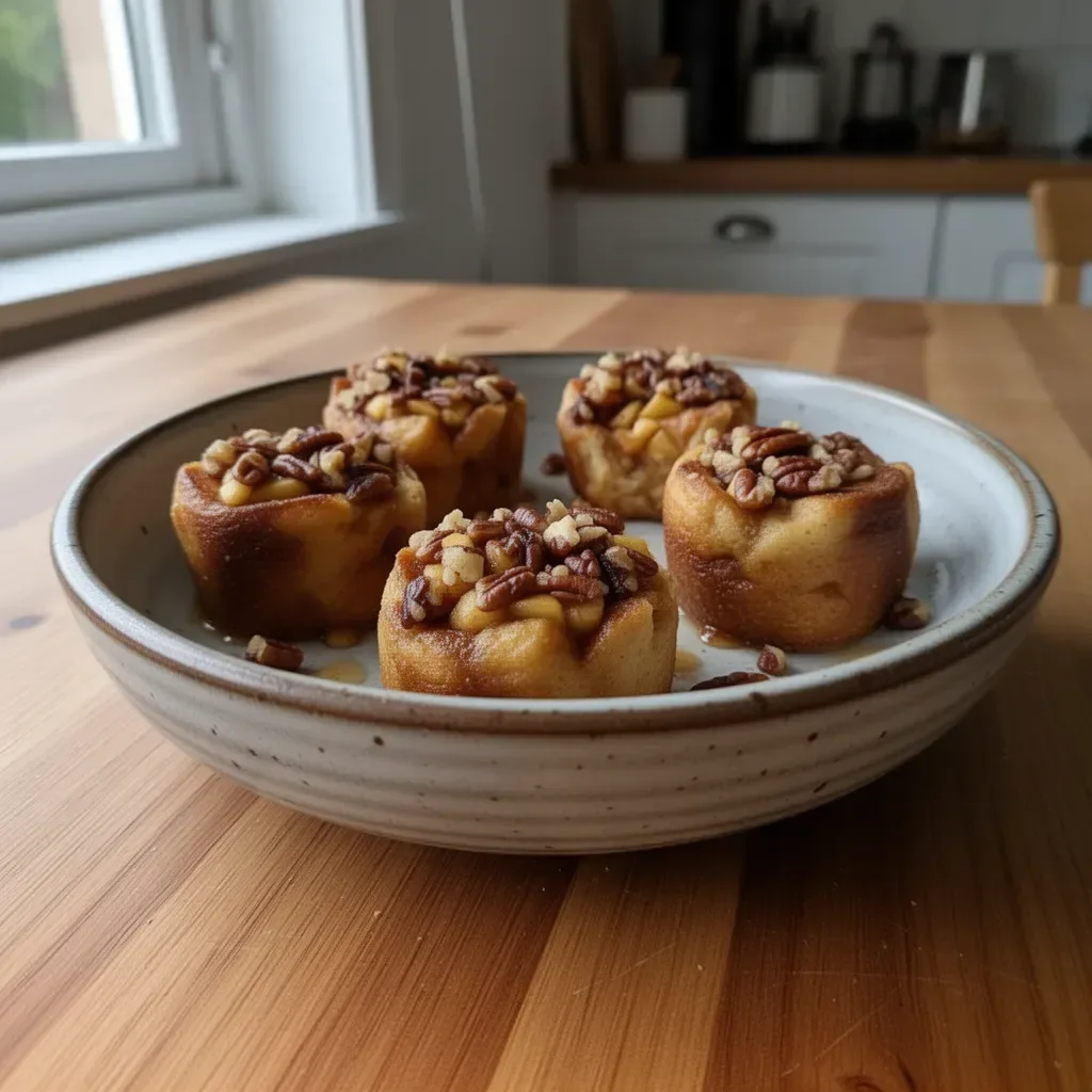 Äppel- och pekannötfranska toastkoppar med krispiga ingredienser