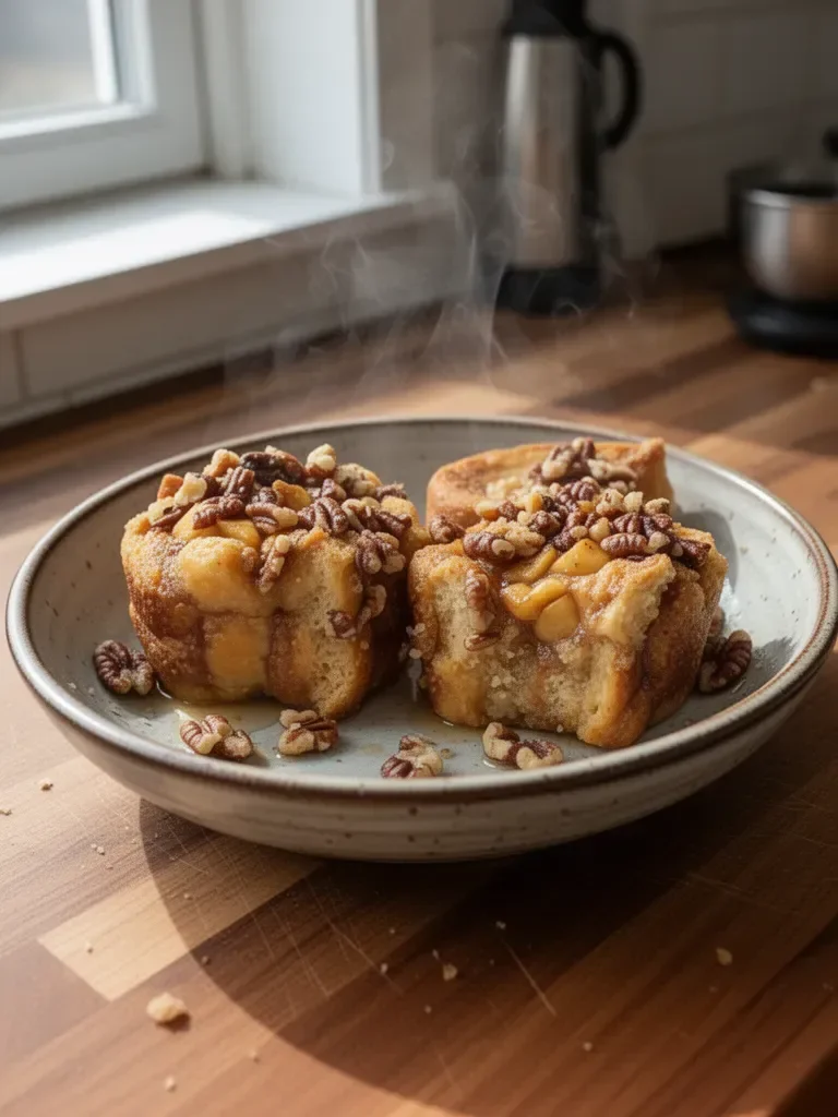 Äppel- och pekannötfranska toastkoppar