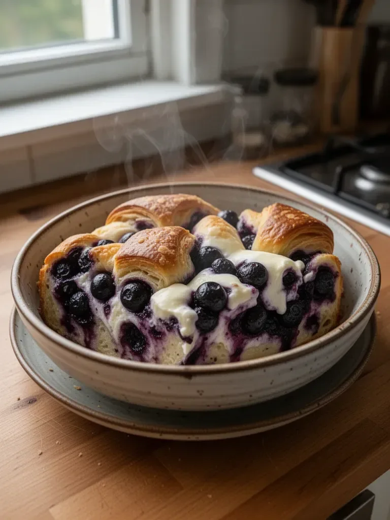 Blåbärsgräddeost Croissant Casserole