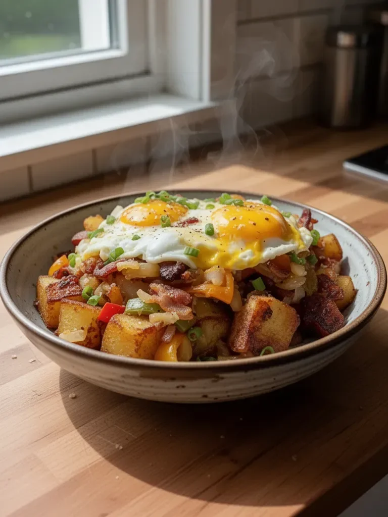 Crispy Loaded Breakfast Hash med Potatis och Bacon
