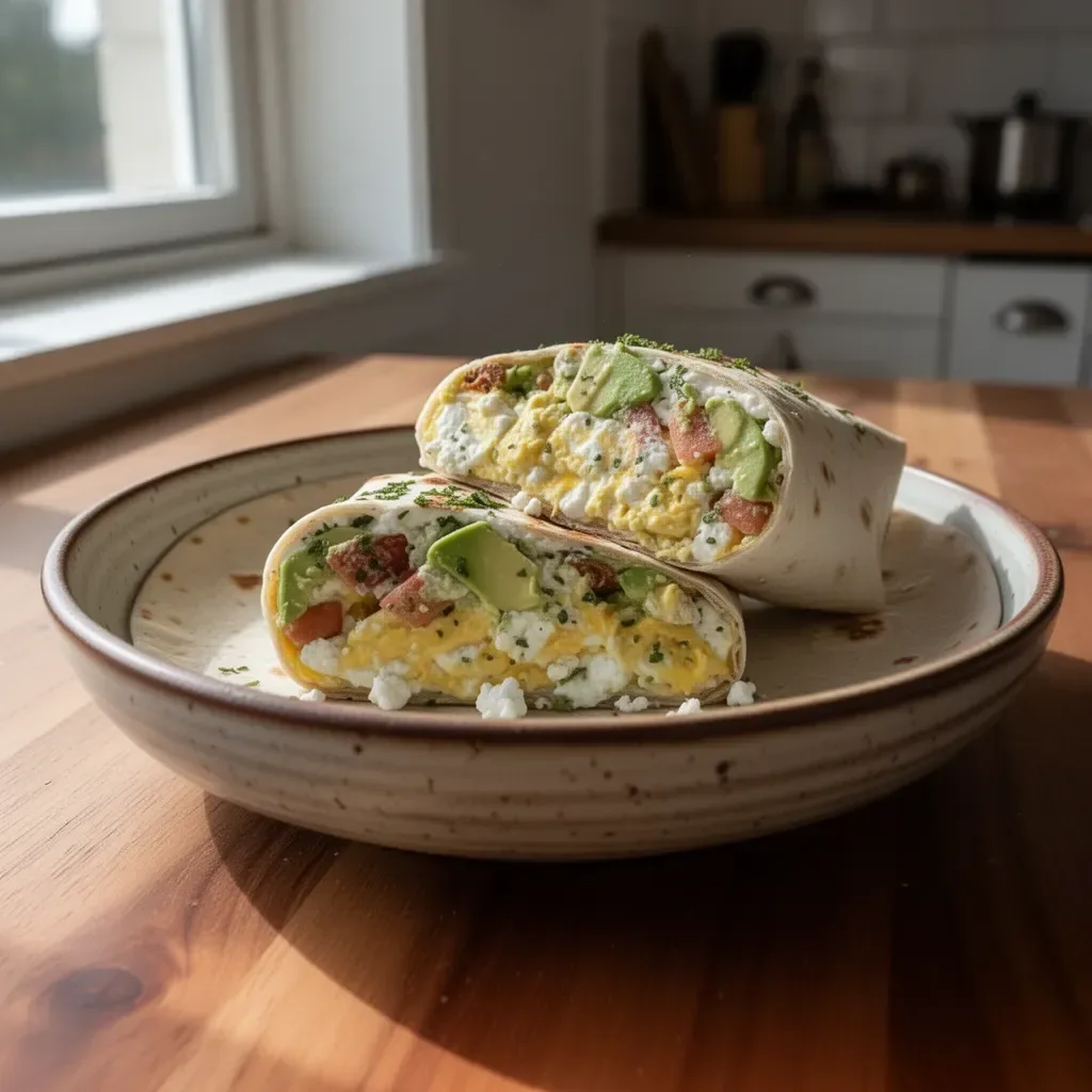 Högproteinkvargwrap med avokado, en hälsosam och proteinrik måltid