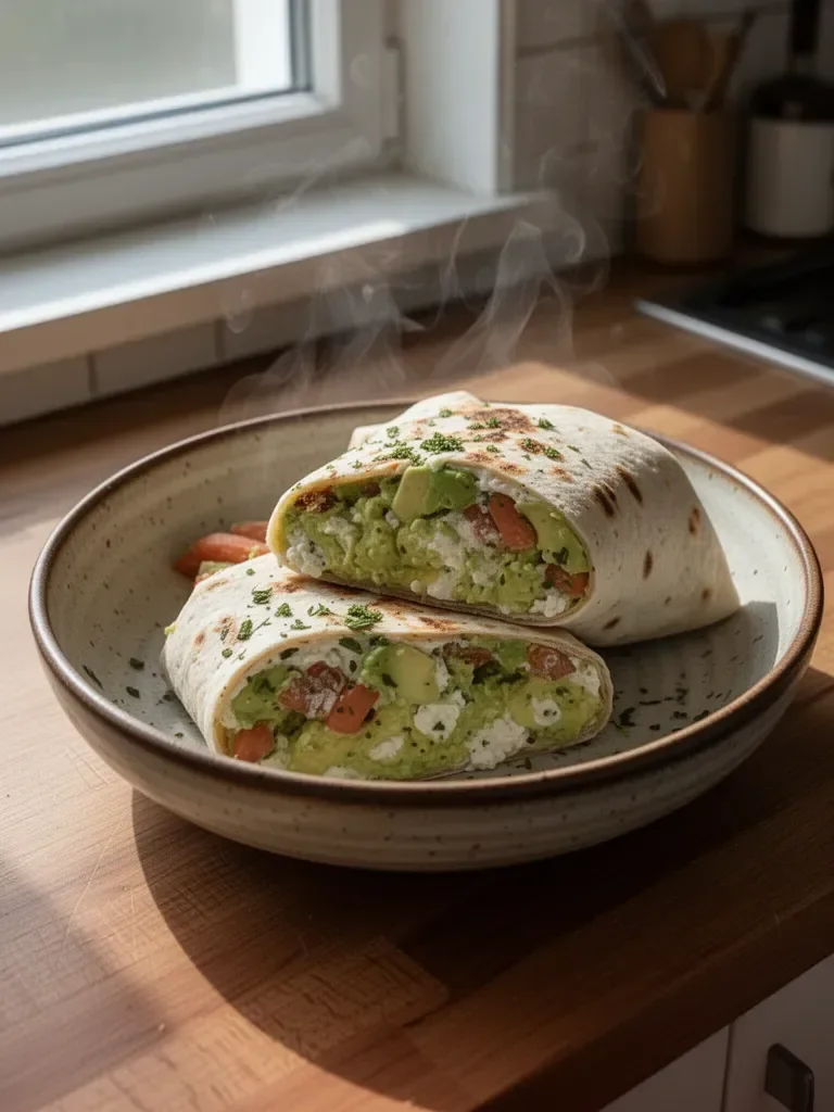 Högproteinkvargwrap med avokado
