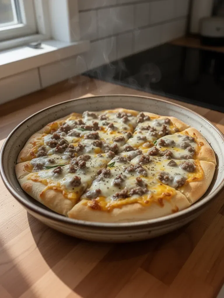 Kex och korvsås frukostpizza