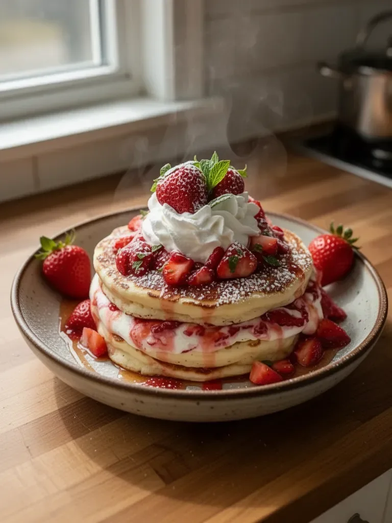 Mjuk Jordgubbscheesecakepannkakor