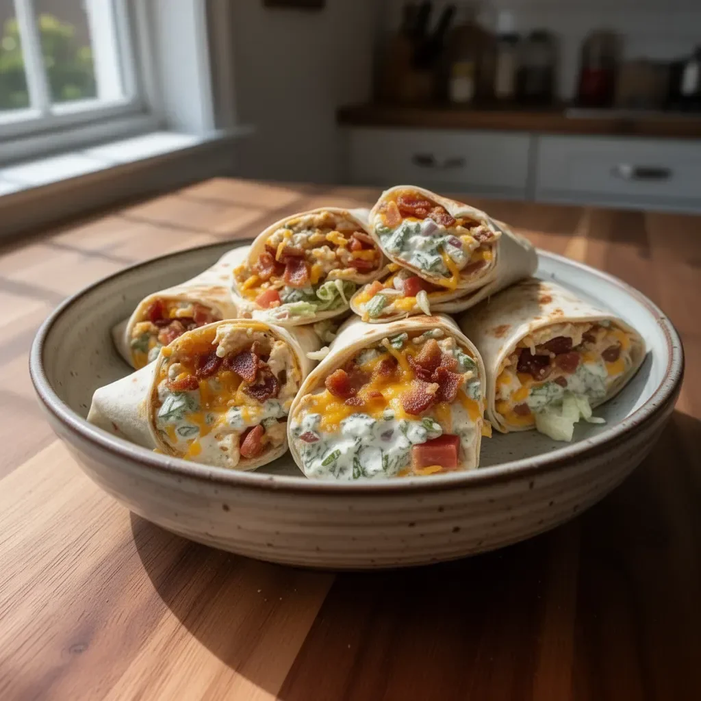 Ostiga bacon ranch-wraps med fräscha ingredienser och blåmögelost.