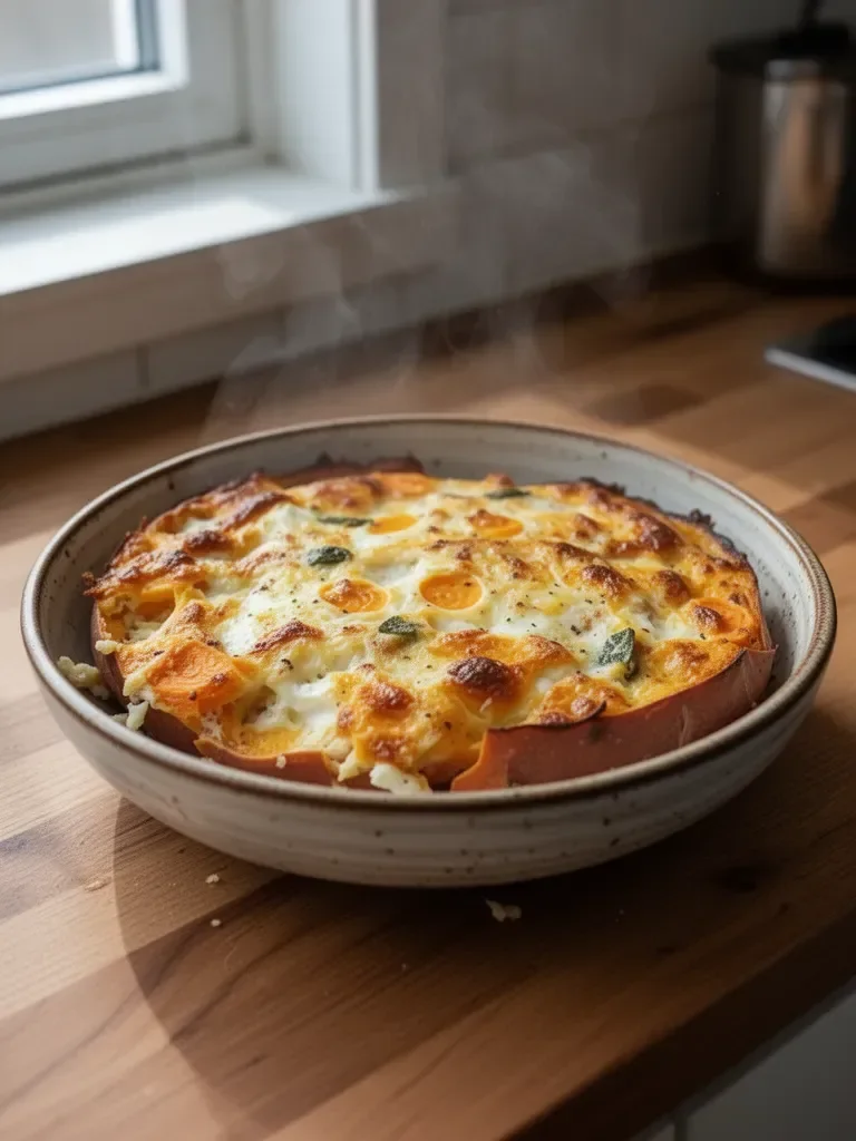 Proteinrik sötpotatis- och äggcasserole